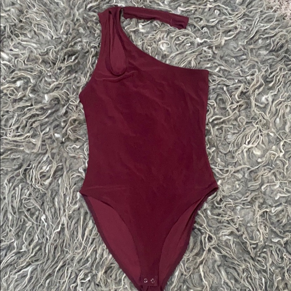 One shoulder, cut out, bodysuit